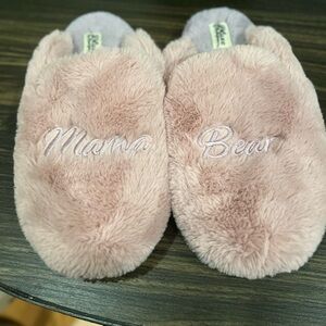Pink Fuzzy 'Mama Bear' Slippers (See pics for Sizing)